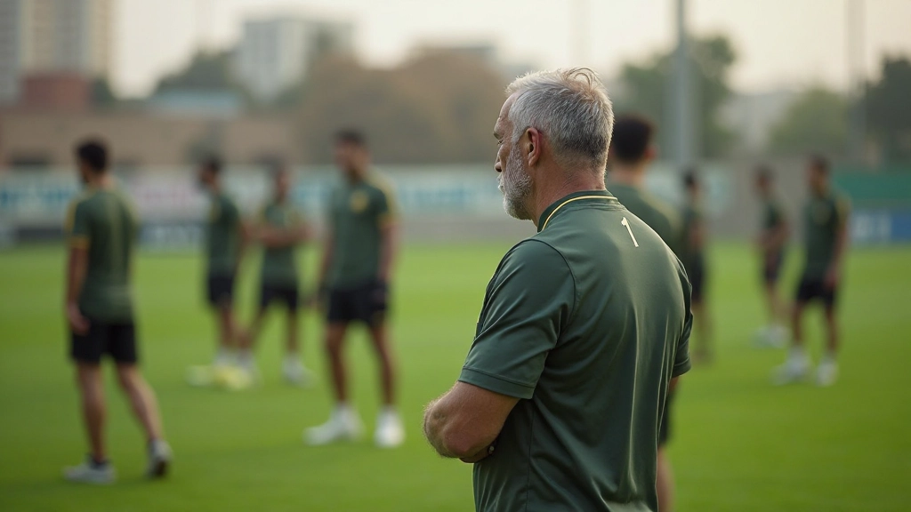 فريق كرة قدم يقوم بتدريبات تكتيكية مع المدرب على الملعب