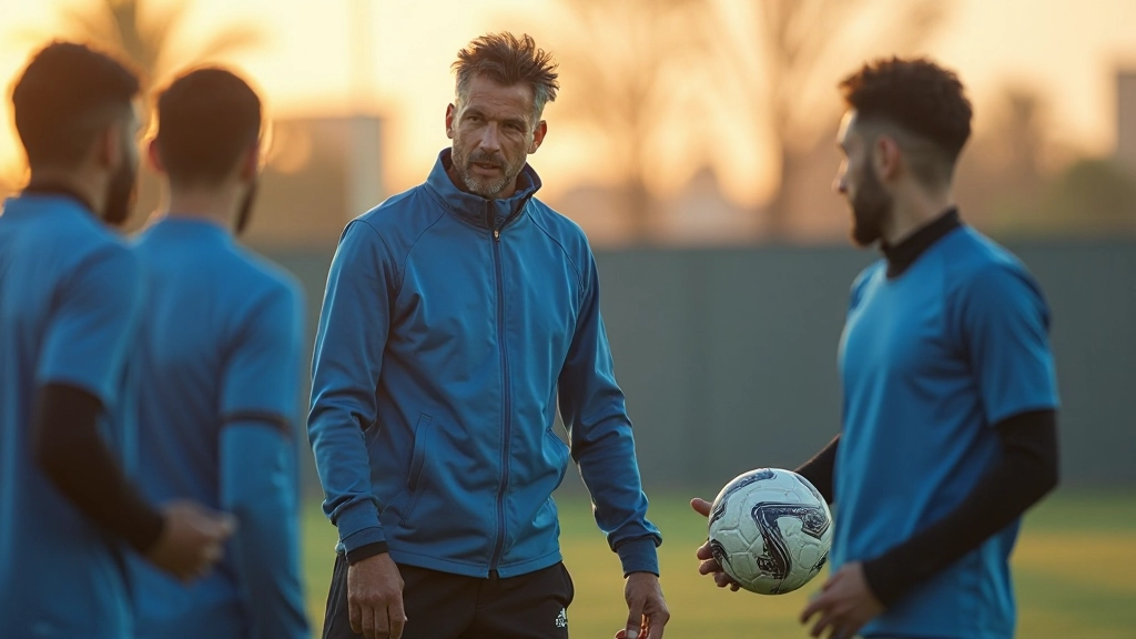 مدرب كرة قدم محترف يوضح تقنية التمرير للاعبين في الملعب